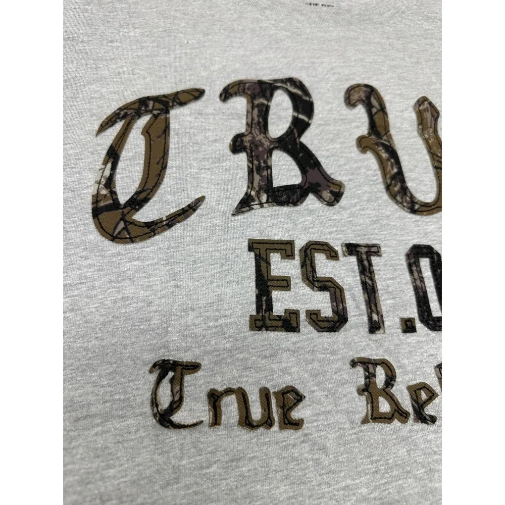 True Religion Mens Heather Grey Forest Camo Oversized‎ T-Shirt 109912 Medium NEW